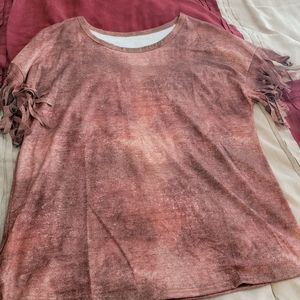 Women's frayed sleeve shirt